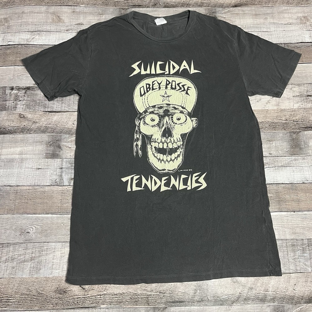Obey Shirt Size XL Gray Suicidal Tendencies Rock Band Tee Collaboration